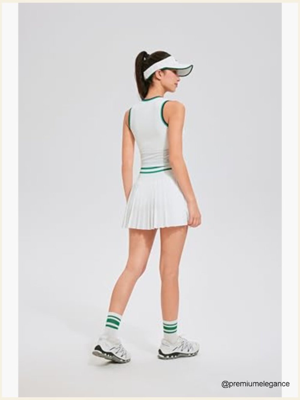 Two Piece Tennis Skirt Set High Waisted Pleated Athletic Golf Skirt with Pockets - Picture 2 of 7